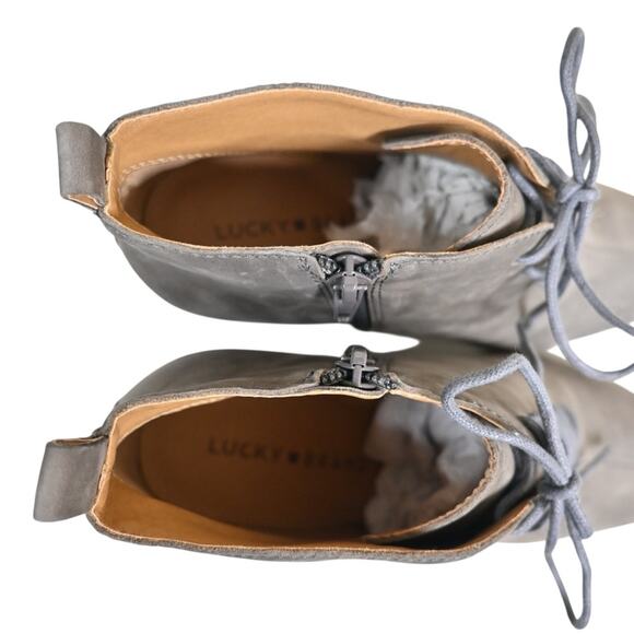 Lucky Brand Womens 8.5 Semihr Wedge Leather Suede Lace Up Booties - Picture 8 of 10